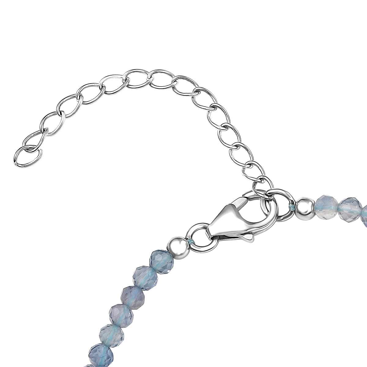 D'Joy Shades of Teal Fluorite Beaded 16.10 ctw Bracelet in Rhodium Over Sterling Silve (7.25 In) image number 3
