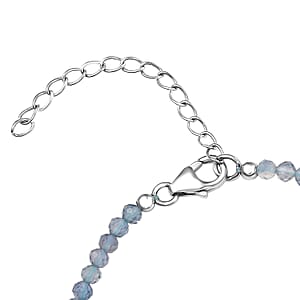 D'Joy Shades of Teal Fluorite Beaded 16.10 ctw Bracelet in Rhodium Over Sterling Silve (7.25 In)