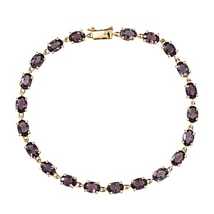 Luxoro Premium Royal Lavender Spinel 12.50 ctw Majestic Link Bracelet in 10K Yellow Gold (7.25 In)