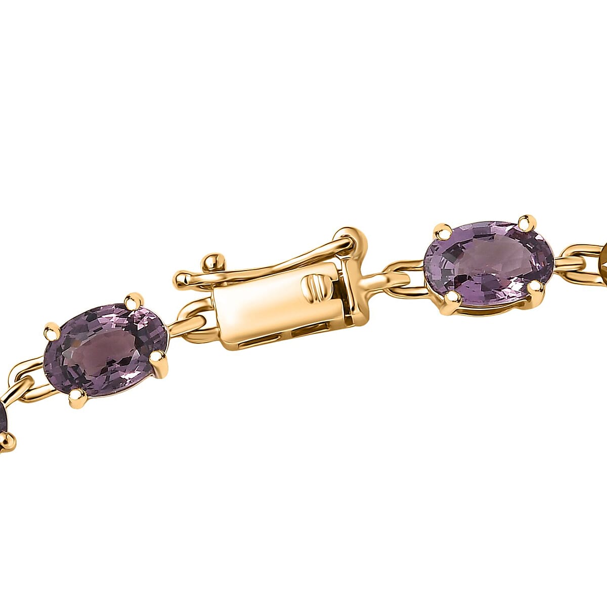 Luxoro Premium Royal Lavender Spinel 12.50 ctw Majestic Link Bracelet in 10K Yellow Gold (7.25 In) image number 3