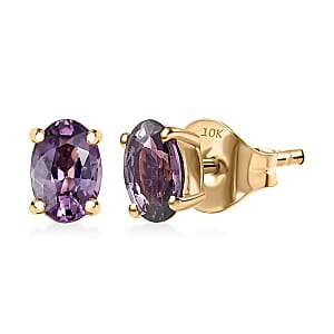 Luxoro Premium Royal Lavender Spinel 1.15 ctw Solitaire Elegance Earrings in 10K Yellow Gold