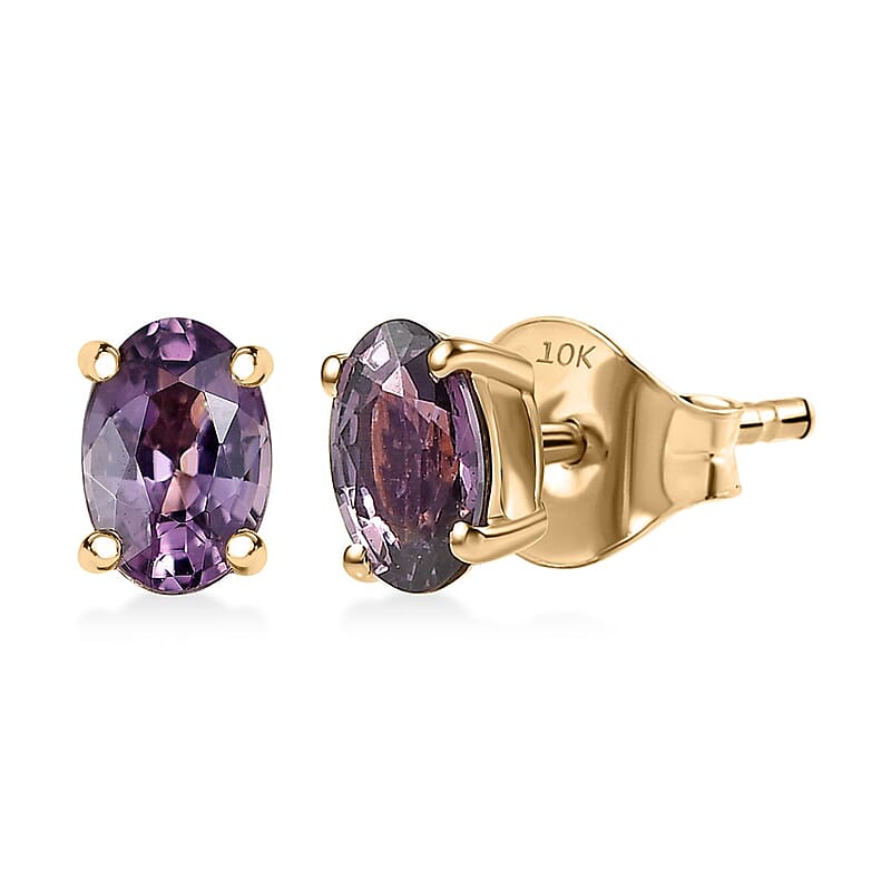 Luxoro Premium Royal Lavender Spinel 1.15 ctw Solitaire Elegance Earrings in 10K Yellow Gold