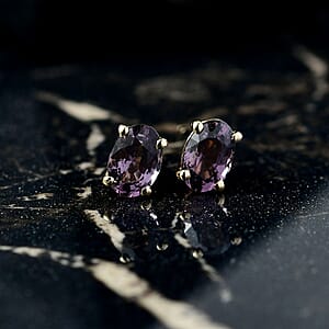 Luxoro Premium Royal Lavender Spinel 1.15 ctw Solitaire Elegance Earrings in 10K Yellow Gold