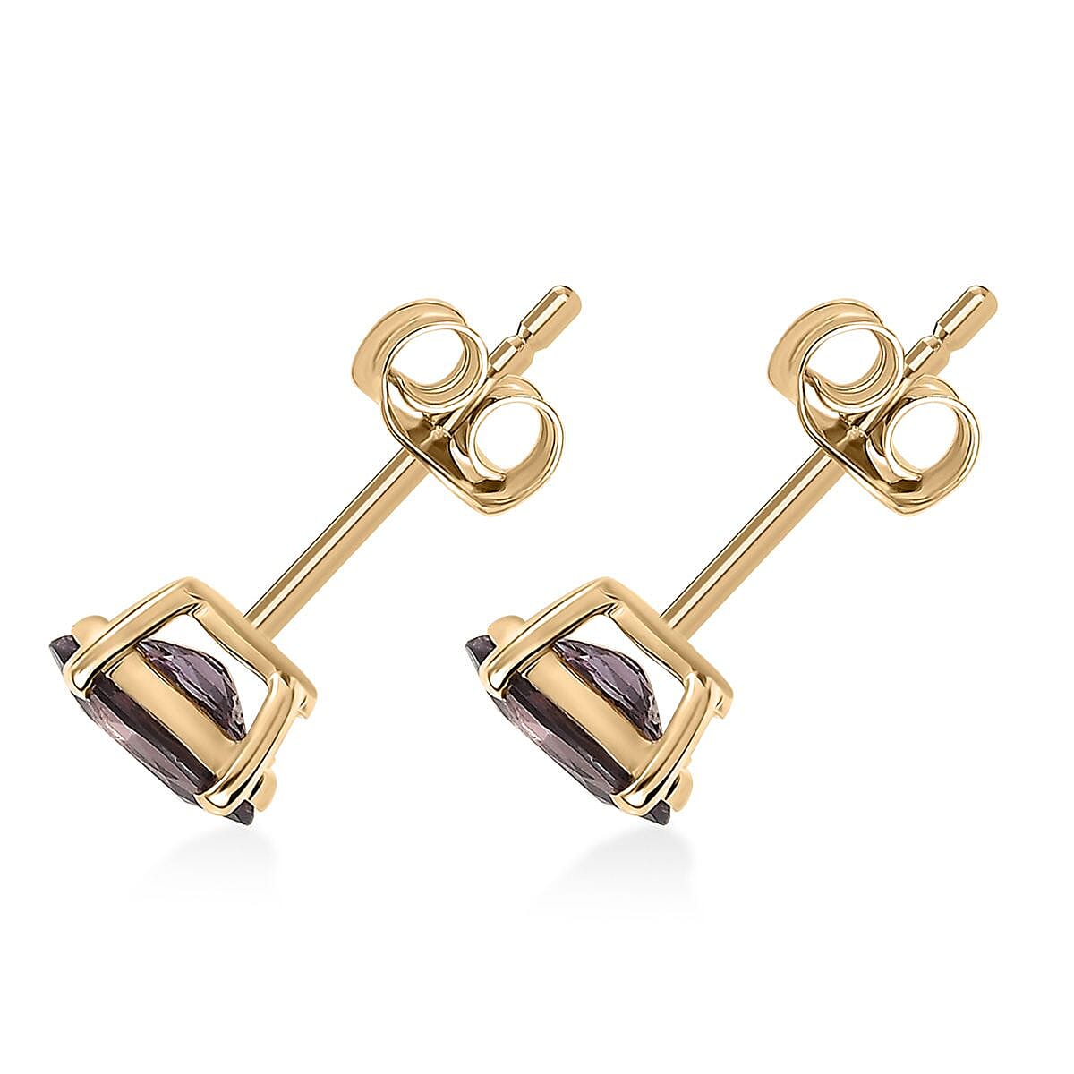 Luxoro Premium Royal Lavender Spinel 1.15 ctw Solitaire Elegance Earrings in 10K Yellow Gold image number 3