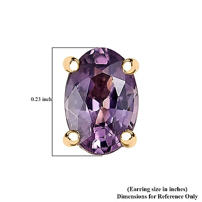 Luxoro Premium Royal Lavender Spinel 1.15 ctw Solitaire Elegance Earrings in 10K Yellow Gold