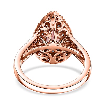 D'Joy Red Apatite and Multi Gemstone 2.15 ctw Firedrop Ring in 18K Vermeil Rose Gold Over Sterling Silver (Size 10.0)