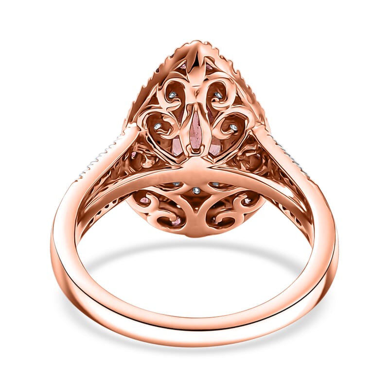 D'Joy Red Apatite and Multi Gemstone 2.15 ctw Firedrop Ring in 18K Vermeil Rose Gold Over Sterling Silver (Size 10.0)