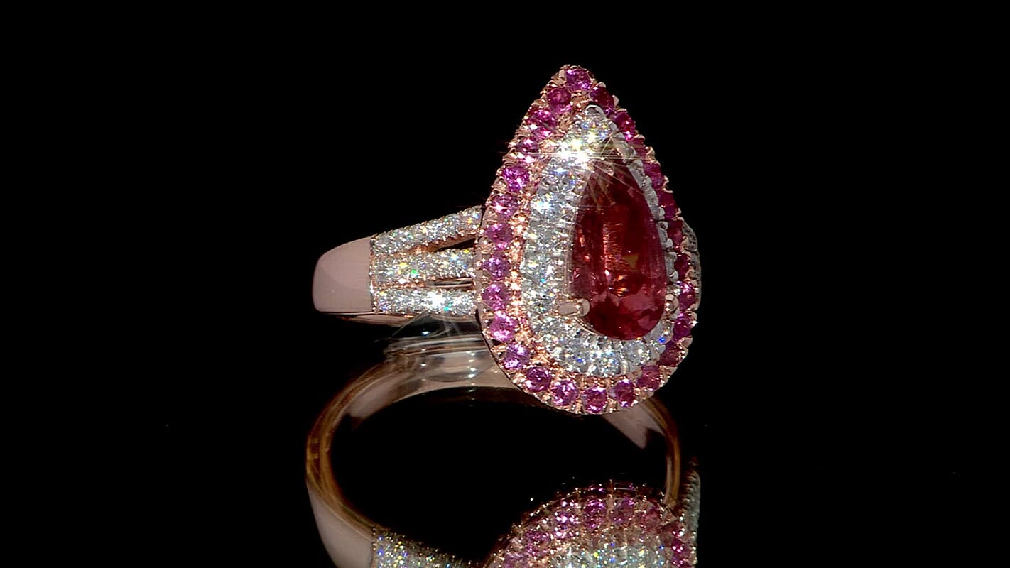 D'Joy Red Apatite and Multi Gemstone 2.15 ctw Filigree Ring in 18K Vermeil Rose Gold Over Sterling Silver