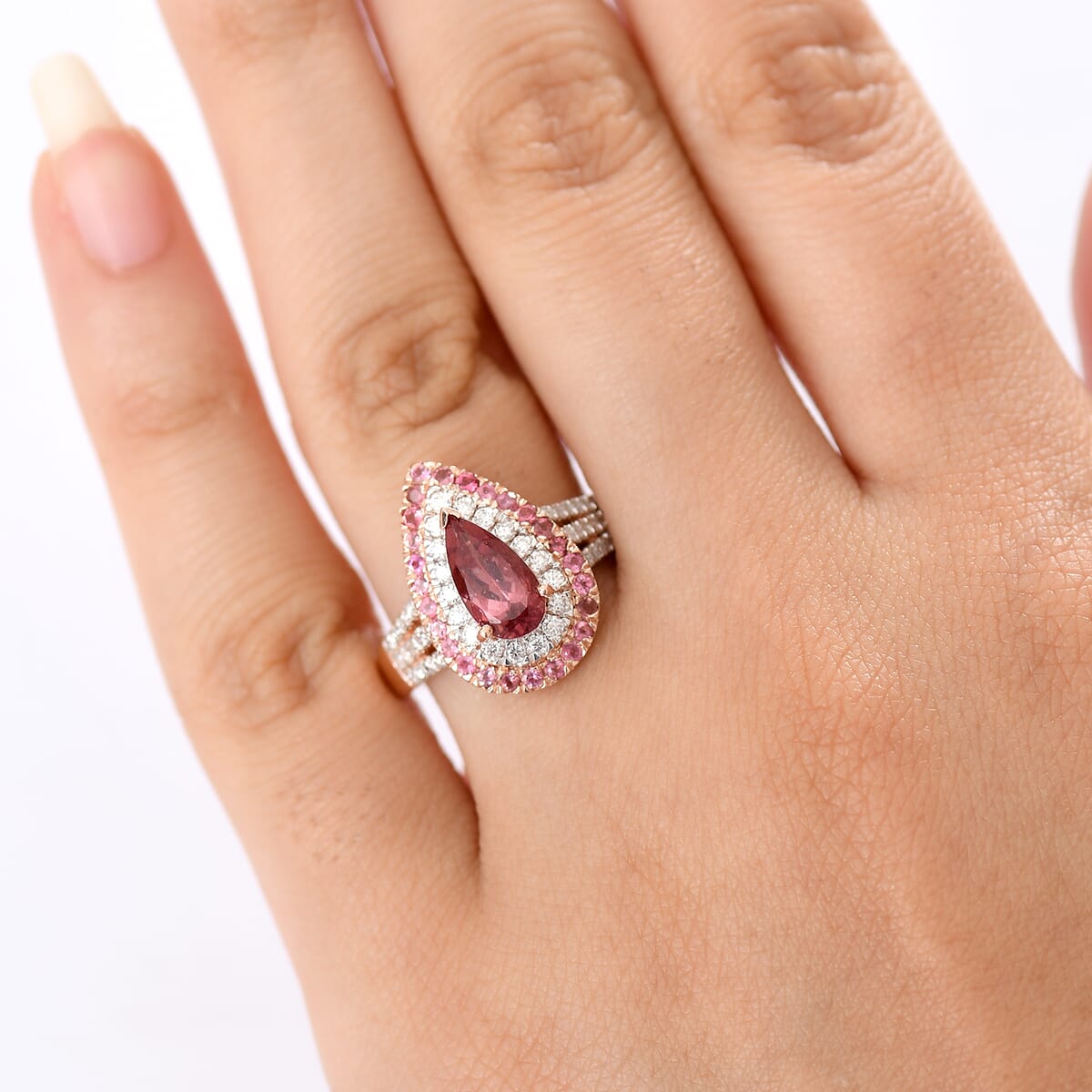 D'Joy Red Apatite and Multi Gemstone 2.15 ctw Filigree Ring in 18K Vermeil Rose Gold Over Sterling Silver (Size 7.0) image number 2
