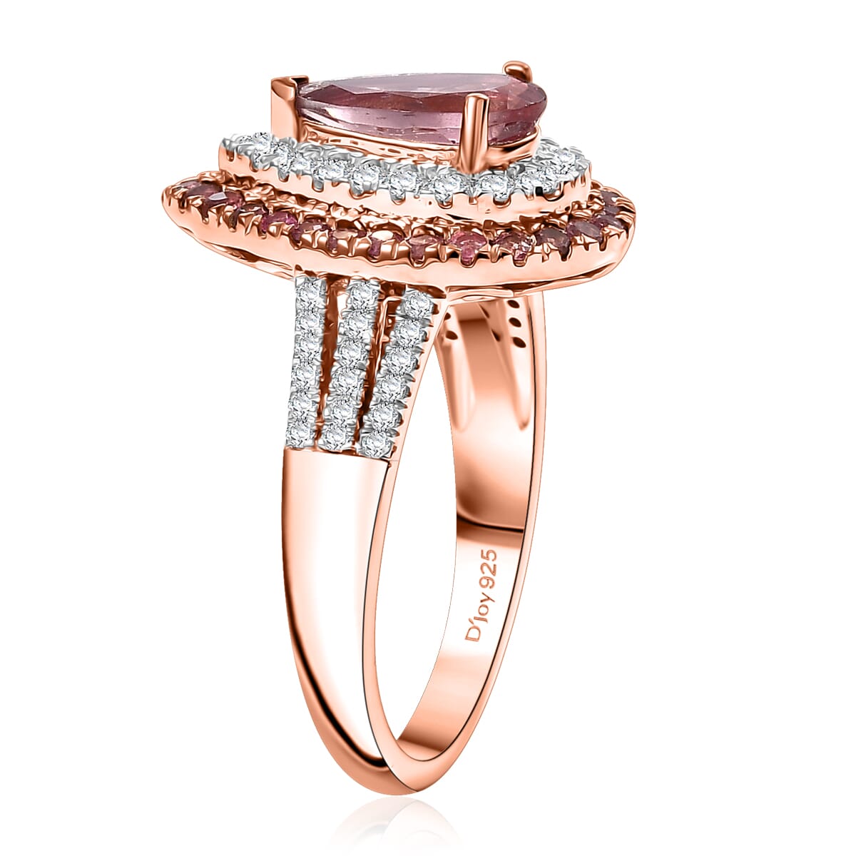 D'Joy Red Apatite and Multi Gemstone 2.15 ctw Filigree Ring in 18K Vermeil Rose Gold Over Sterling Silver (Size 7.0) image number 3