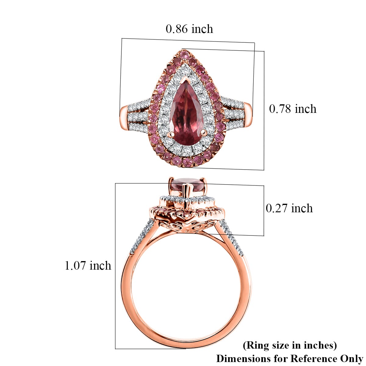 D'Joy Red Apatite and Multi Gemstone 2.15 ctw Filigree Ring in 18K Vermeil Rose Gold Over Sterling Silver (Size 7.0) image number 5