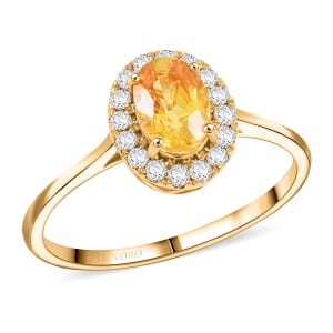 Certified & Appraised Luxoro AAA Madagascar Yellow Sapphire and G-H I2 Diamond 1.30 ctw Ring in 14K Yellow Gold (Size 10.0)