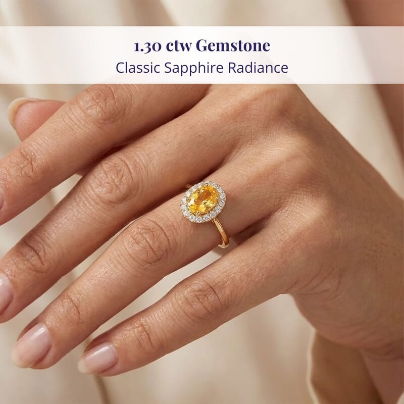 Certified & Appraised Luxoro AAA Madagascar Yellow Sapphire and G-H I2 Diamond 1.30 ctw Ring in 14K Yellow Gold (Size 10.0)