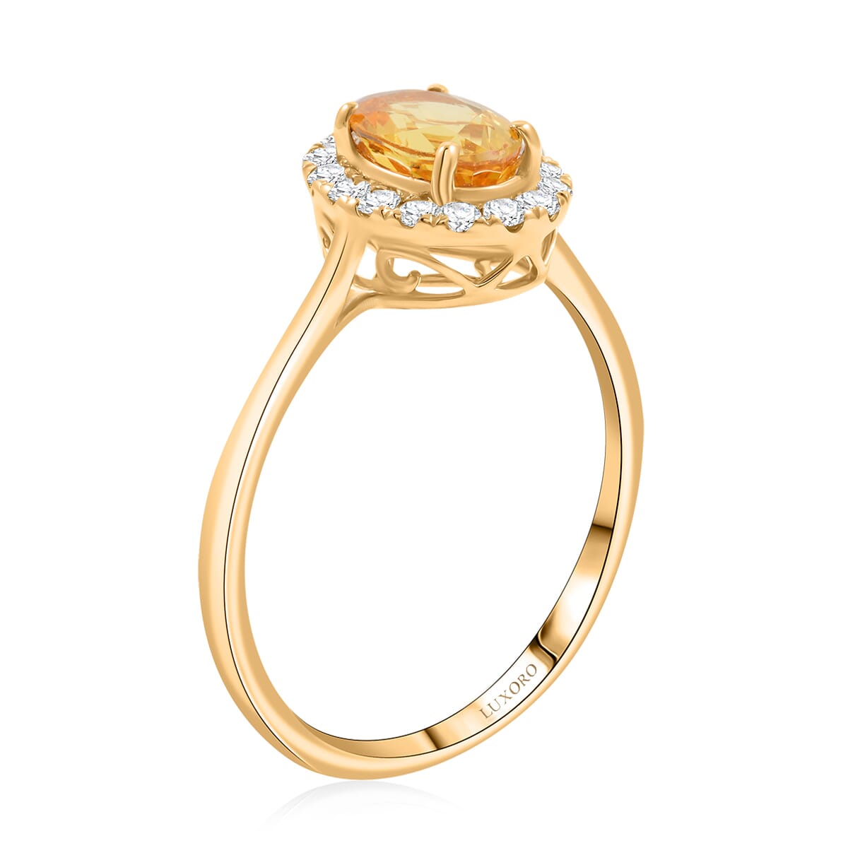 Certified & Appraised Luxoro AAA Madagascar Yellow Sapphire and G-H I2 Diamond 1.30 ctw Ring in 14K Yellow Gold (Size 10.0) image number 3