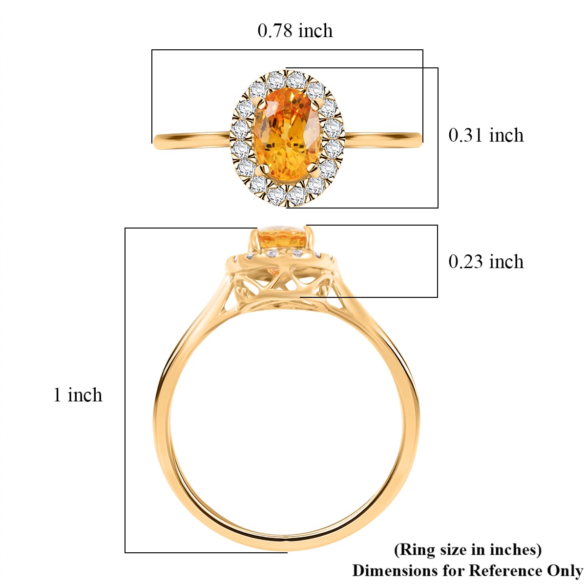 Certified & Appraised Luxoro AAA Madagascar Yellow Sapphire and G-H I2 Diamond 1.30 ctw Ring in 14K Yellow Gold (Size 10.0) image number 5