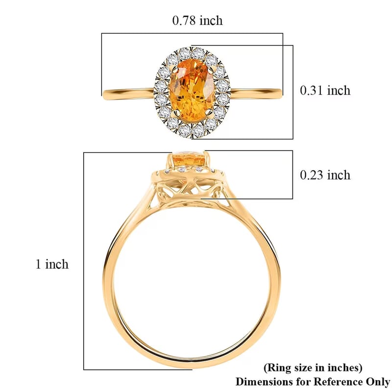 Certified & Appraised Luxoro AAA Madagascar Yellow Sapphire and G-H I2 Diamond 1.30 ctw Ring in 14K Yellow Gold (Size 10.0)