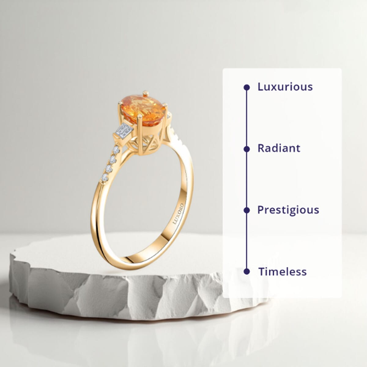 Certified & Appraised Luxoro AAA Madagascar Yellow Sapphire and I2 Diamond 1.85 ctw Ring in 14K Yellow Gold (Size 10.5) image number 2