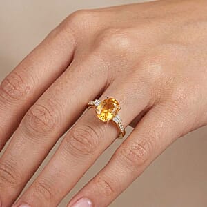 Certified & Appraised Luxoro AAA Madagascar Yellow Sapphire and I2 Diamond 1.85 ctw Ring in 14K Yellow Gold (Size 11.0)