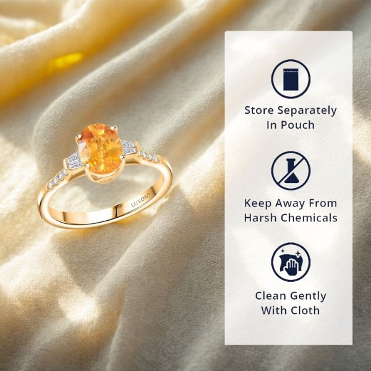 Certified & Appraised Luxoro AAA Madagascar Yellow Sapphire and I2 Diamond 1.85 ctw Ring in 14K Yellow Gold (Size 11.0) image number 4