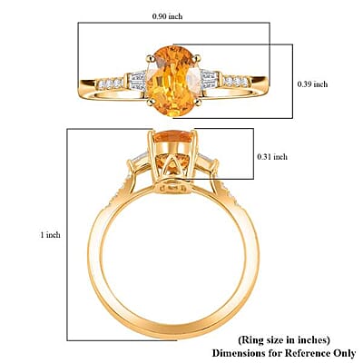 Certified & Appraised Luxoro AAA Madagascar Yellow Sapphire and I2 Diamond 1.85 ctw Ring in 14K Yellow Gold (Size 11.0)