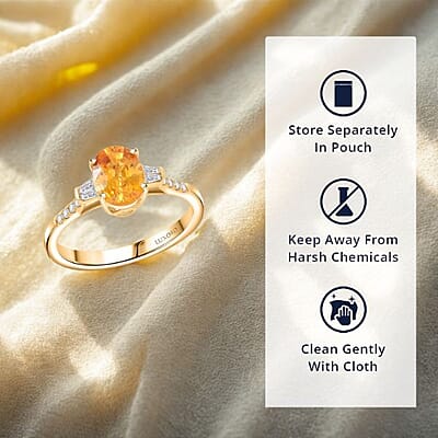 Certified & Appraised Luxoro AAA Madagascar Yellow Sapphire and I2 Diamond 1.85 ctw Ring in 14K Yellow Gold (Size 5.0)