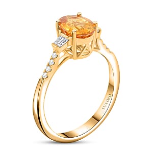 Certified & Appraised Luxoro AAA Madagascar Yellow Sapphire and I2 Diamond 1.85 ctw Ring in 14K Yellow Gold (Size 5.5)
