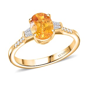 Certified & Appraised Luxoro AAA Madagascar Yellow Sapphire and I2 Diamond 1.85 ctw Ring in 14K Yellow Gold (Size 7.5)