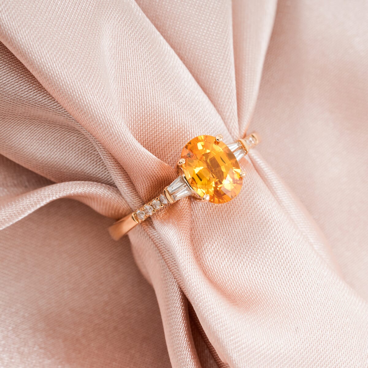 Certified & Appraised Luxoro AAA Madagascar Yellow Sapphire and I2 Diamond 1.85 ctw Ring in 14K Yellow Gold (Size 9.0) image number 1