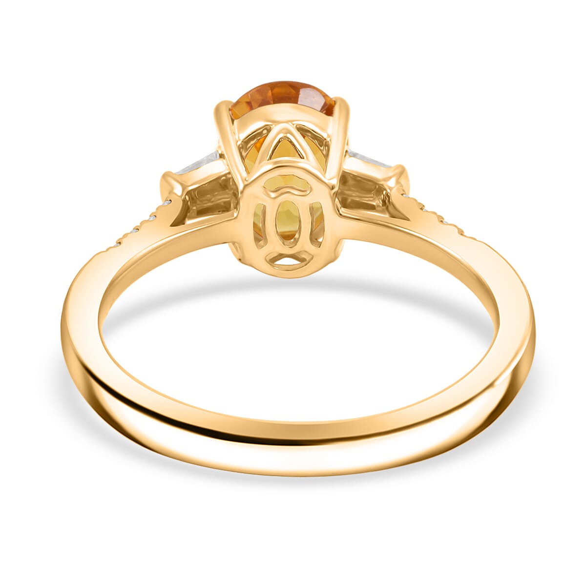 Certified & Appraised Luxoro AAA Madagascar Yellow Sapphire and I2 Diamond 1.85 ctw Ring in 14K Yellow Gold (Size 9.0) image number 4