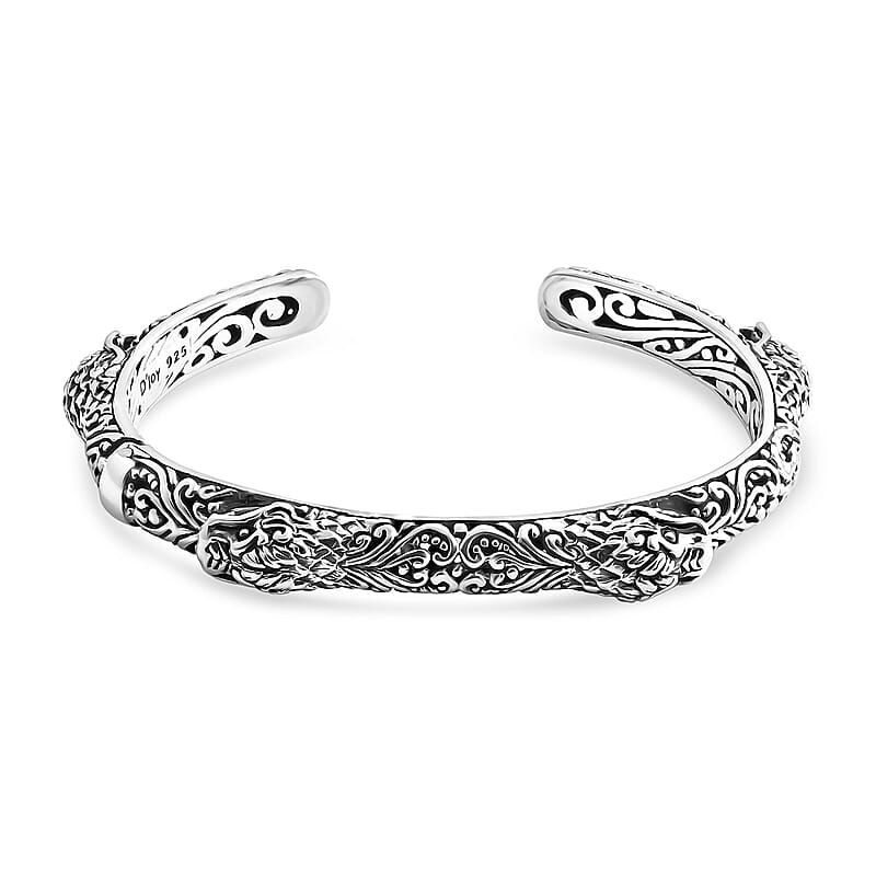 D'Joy Bali Legacy Dragon Cuff Bracelet in Sterling Silver (7.25 In) 28.70 Grams