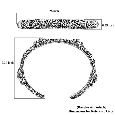 D'Joy Bali Legacy Dragon Cuff Bracelet in Sterling Silver (7.25 In) 28.70 Grams