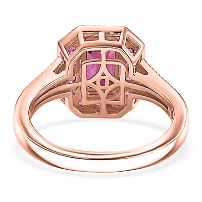 D'Joy AAA Radiant Ember Garnet and White Zircon 2.15 ctw Flame Regalia Ring in 18K Vermeil Rose Gold Over Sterling Silver (Size 6.0)