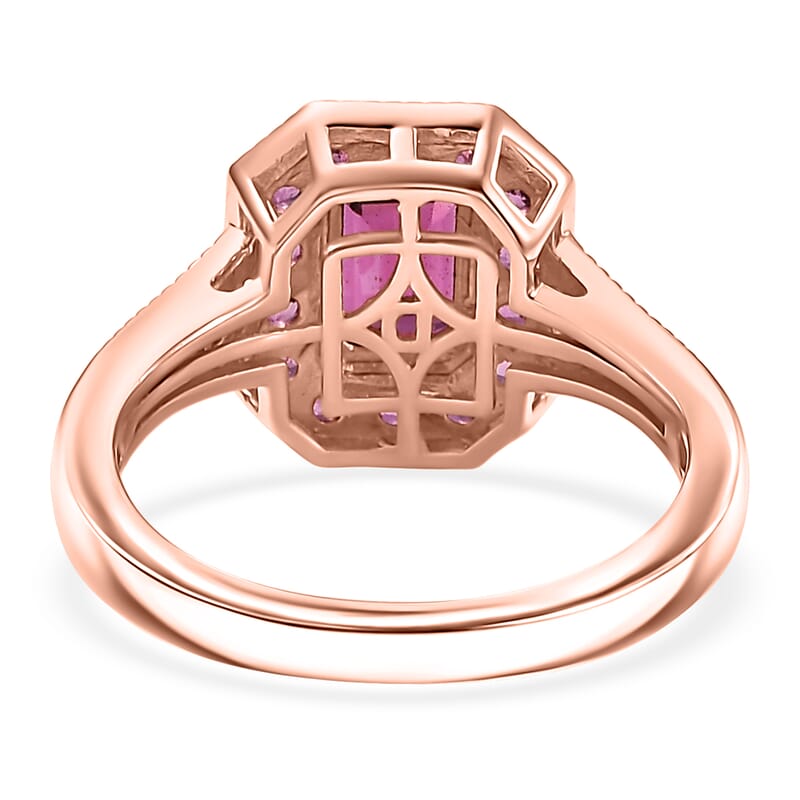 D'Joy AAA Radiant Ember Garnet and White Zircon 2.15 ctw Flame Regalia Ring in 18K Vermeil Rose Gold Over Sterling Silver (Size 6.0)