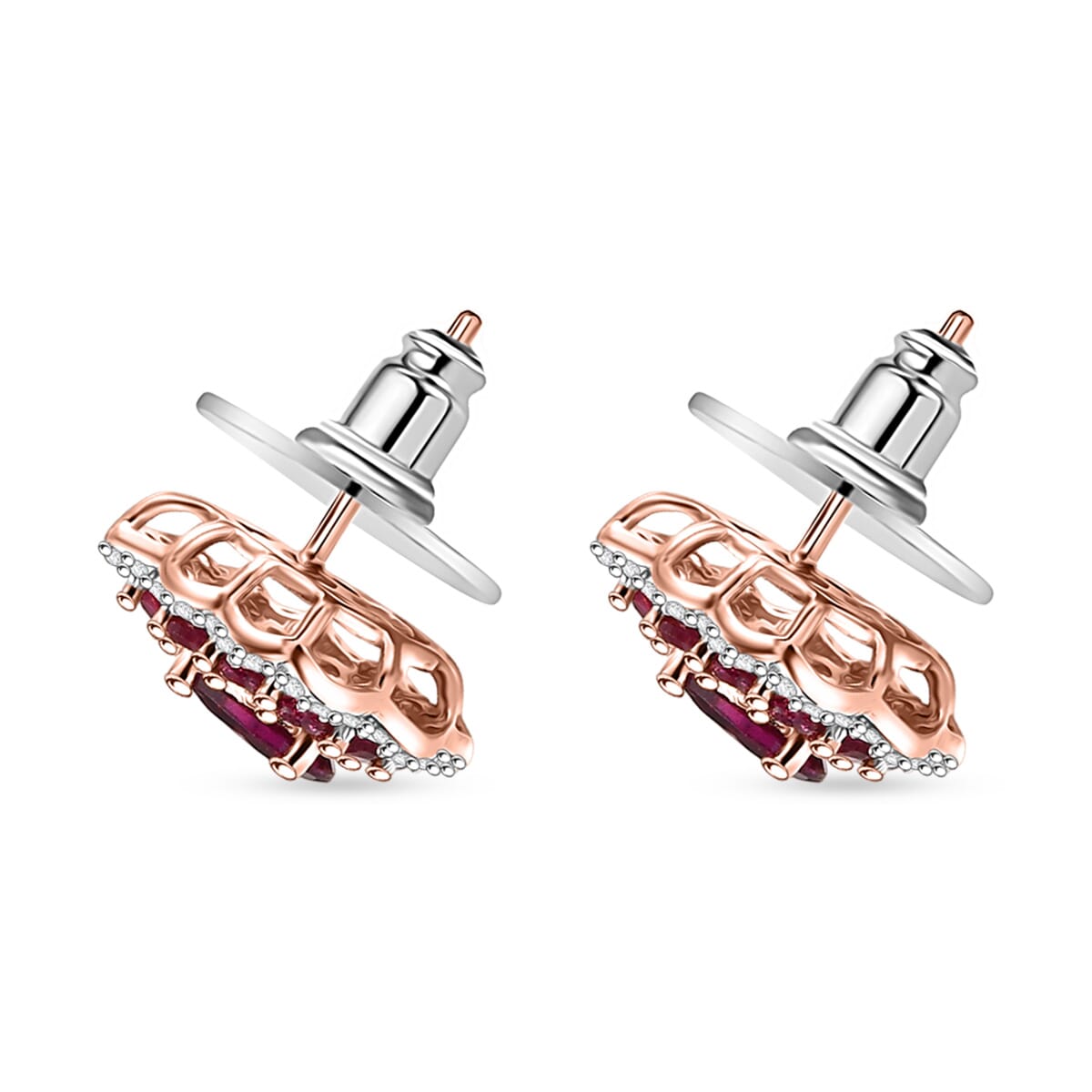 D’Joy AAA Radiant Ember Garnet and White Zircon 2.60 ctw Earrings in 18K Vermeil Rose Gold Over Sterling Silver image number 3