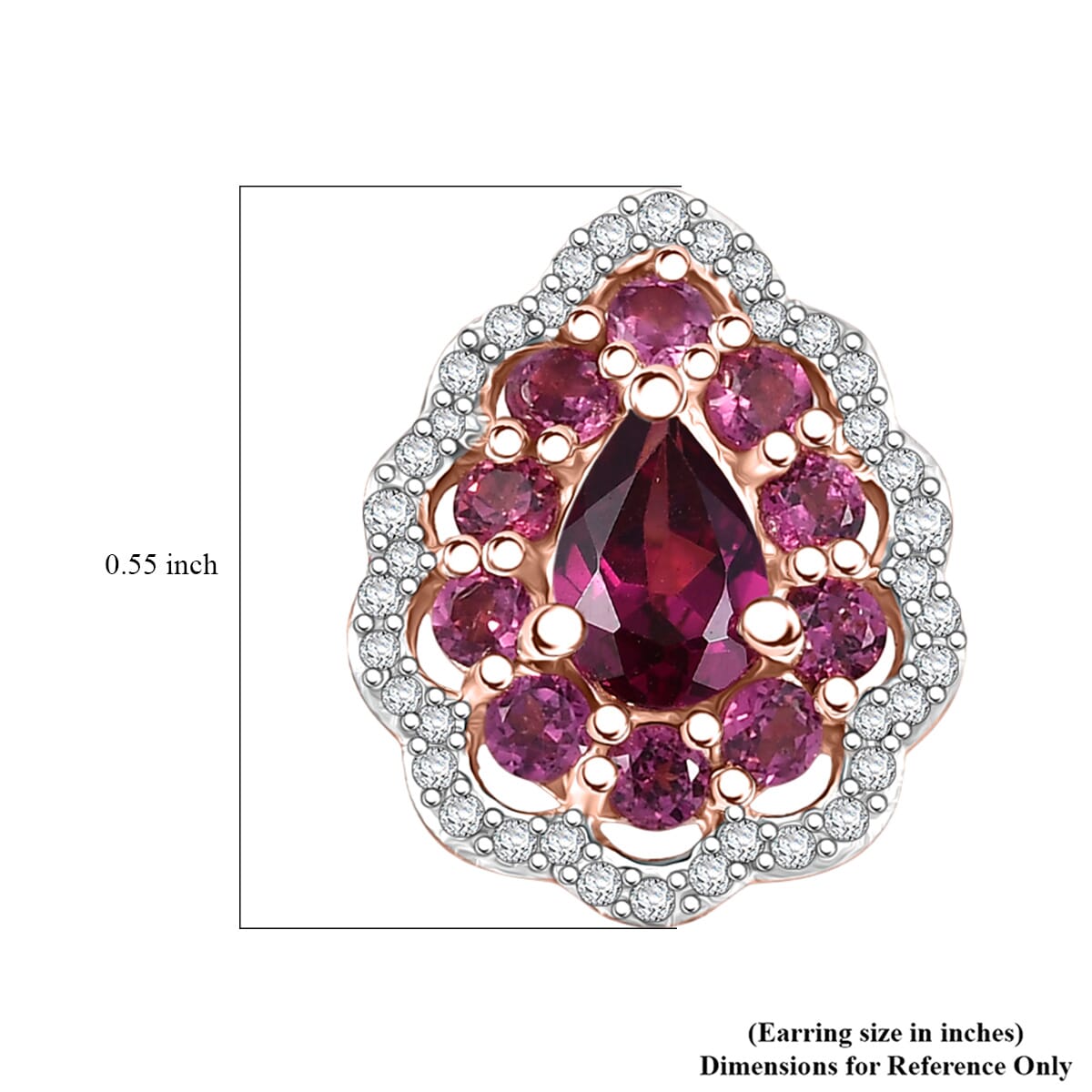D’Joy AAA Radiant Ember Garnet and White Zircon 2.60 ctw Earrings in 18K Vermeil Rose Gold Over Sterling Silver image number 5