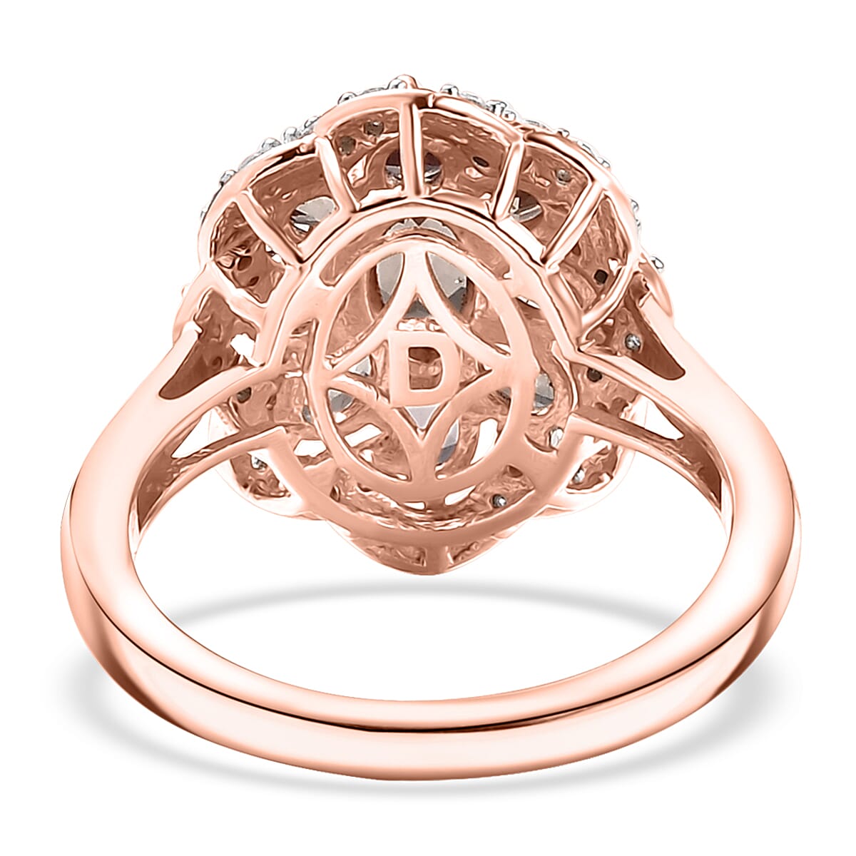 D’Joy Madagascar Color Change Garnet and Moissanite 3.00 ctw Imperial Bloom Ring in 18K Vermeil Rose Gold Over Sterling Silver (Size 10.0) image number 4