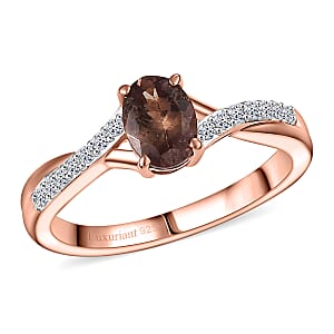 Premium Madagascar Color Change Garnet and Luxuriant Lab Grown Diamond G-H SI 1.15 ctw Infinity Glow Ring in 18K Vermeil Rose Gold Over Sterling Silver (Size 10.0)