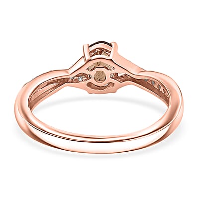 Premium Madagascar Color Change Garnet and Luxuriant Lab Grown Diamond G-H SI 1.15 ctw Infinity Glow Ring in 18K Vermeil Rose Gold Over Sterling Silver (Size 10.0)
