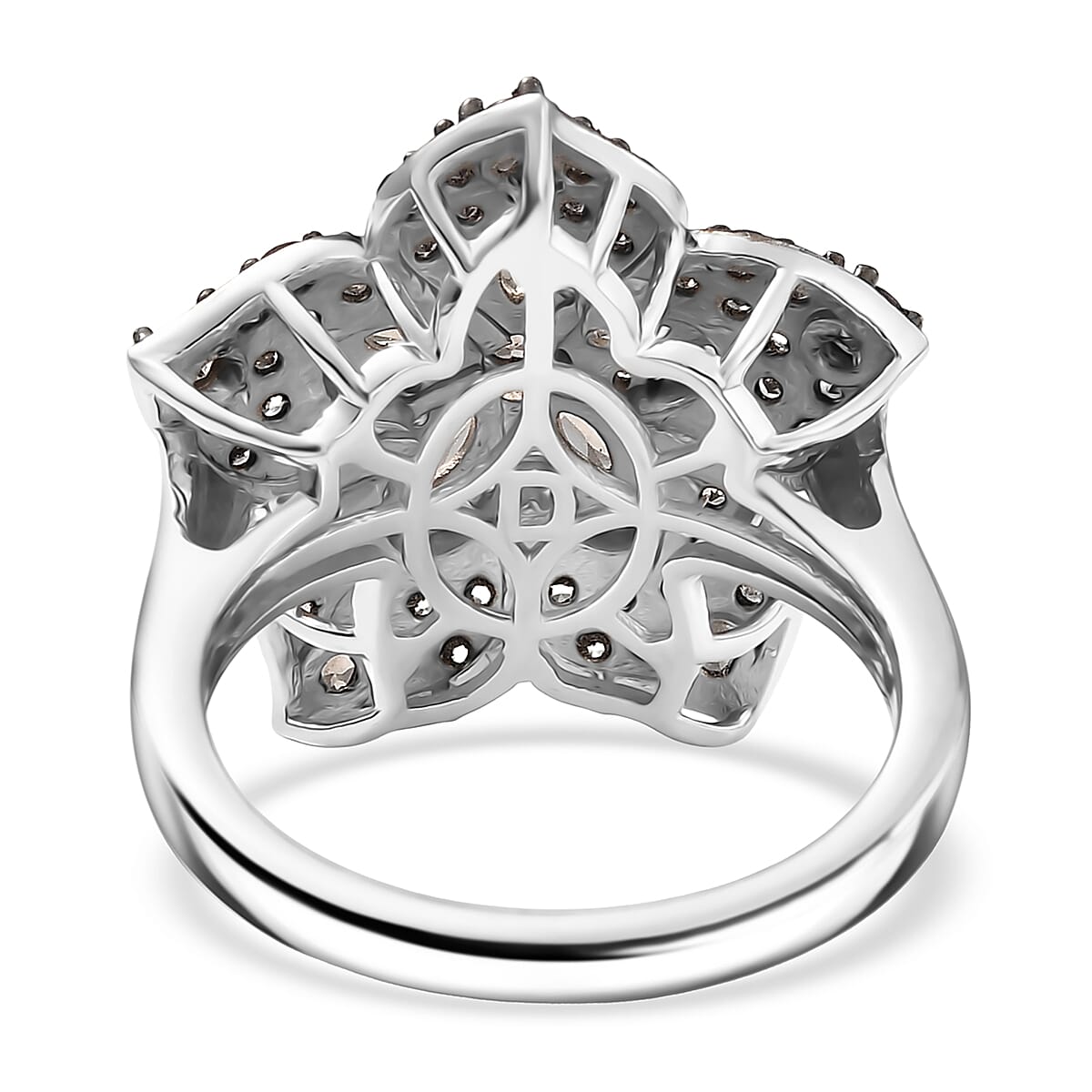 D'Joy Madagascar Color Change Garnet and White Zircon 2.15 ctw Midnight Petals Ring in Rhodium Over Sterling Silver (Size 10.0) image number 4