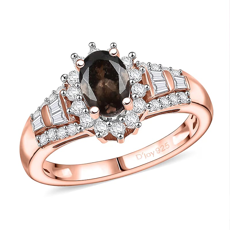D'Joy Madagascar Color Change Garnet and Moissanite 1.60 ctw Lumina Cascade Ring in 18K Vermeil Rose Gold Over Sterling Silver (Size 10.0)