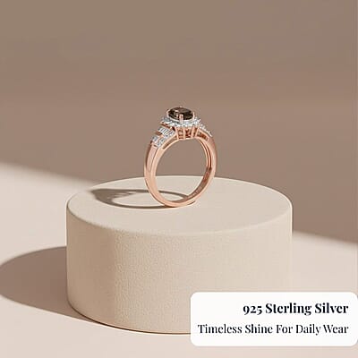 D'Joy Madagascar Color Change Garnet and Moissanite 1.60 ctw Lumina Cascade Ring in 18K Vermeil Rose Gold Over Sterling Silver (Size 10.0)