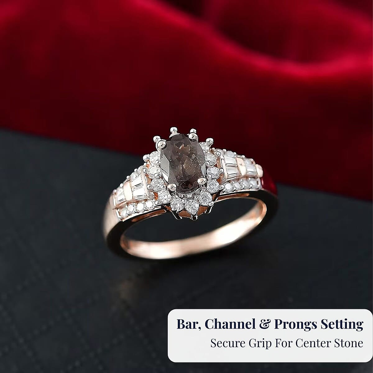 D'Joy Madagascar Color Change Garnet and Moissanite 1.60 ctw Lumina Cascade Ring in 18K Vermeil Rose Gold Over Sterling Silver (Size 10.0) image number 5