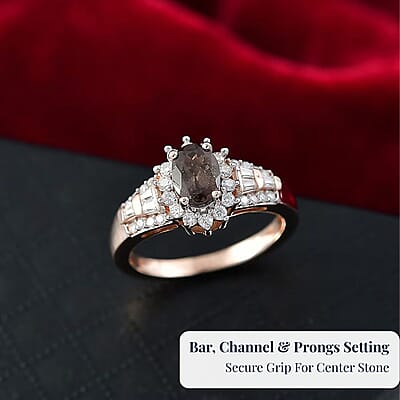 D'Joy Madagascar Color Change Garnet and Moissanite 1.60 ctw Lumina Cascade Ring in 18K Vermeil Rose Gold Over Sterling Silver (Size 10.0)