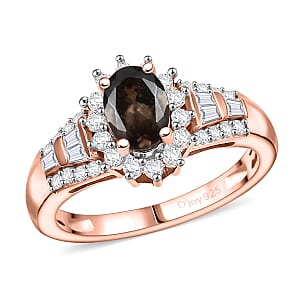 D'Joy Madagascar Color Change Garnet and Moissanite 1.60 ctw Lumina Cascade Ring in 18K Vermeil Rose Gold Over Sterling Silver (Size 7.0)