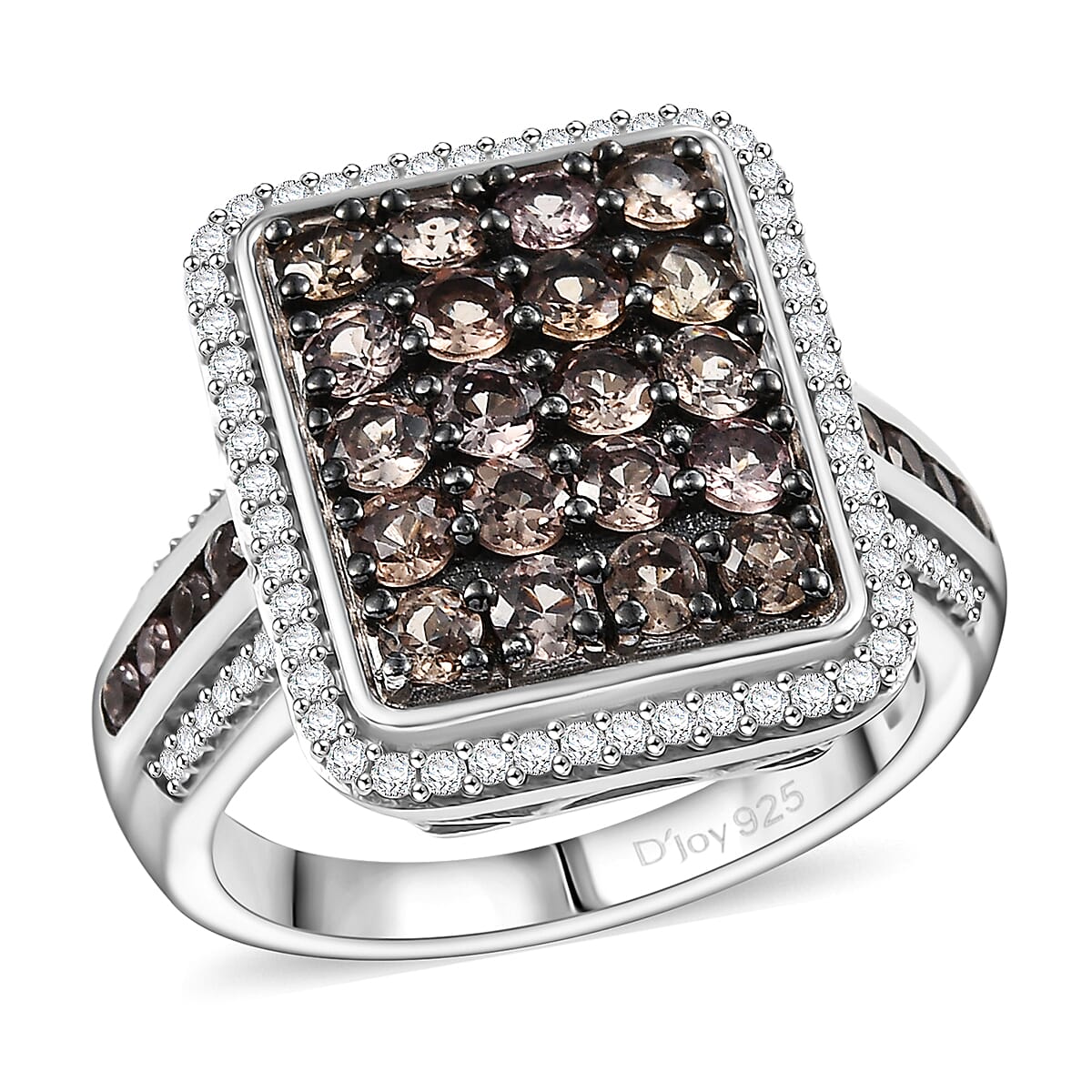 D’Joy Madagascar Color Change Garnet and White Zircon 2.50 ctw Art Deco Ring in Rhodium Over Sterling Silver (Size 10.0) image number 0