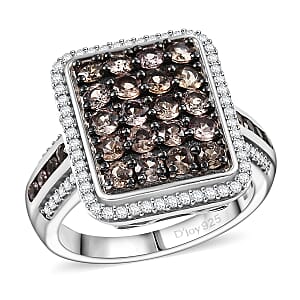 D’Joy Madagascar Color Change Garnet and White Zircon 2.50 ctw Art Deco Ring in Rhodium Over Sterling Silver (Size 10.0)