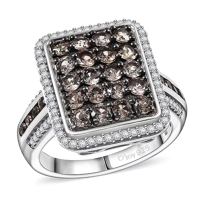 D’Joy Madagascar Color Change Garnet and White Zircon 2.50 ctw Ring in Rhodium Over Sterling Silver (Size 10.0)
