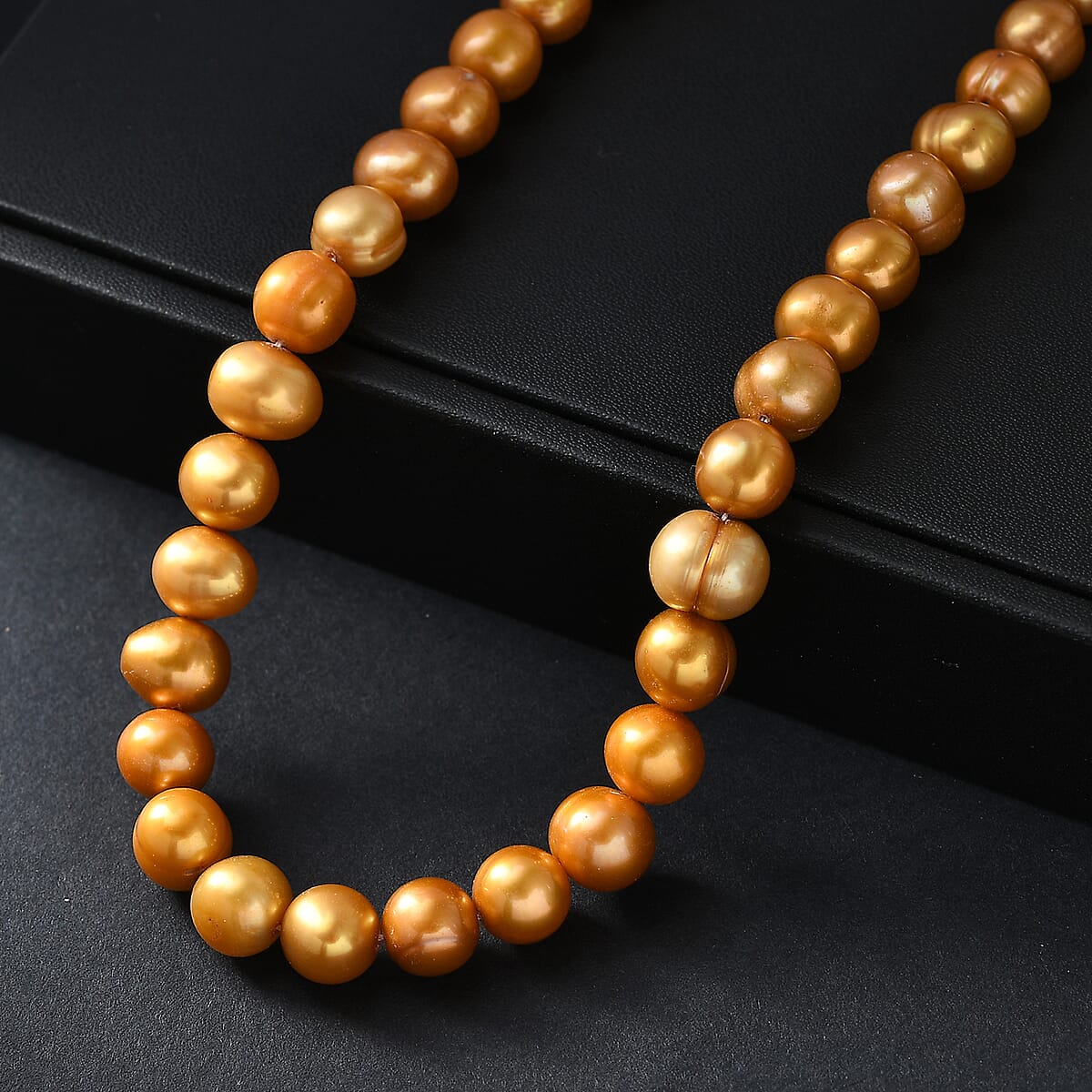 D'Joy Golden Dyed Pearl Necklace in Stainless Steel 18 Inches image number 1