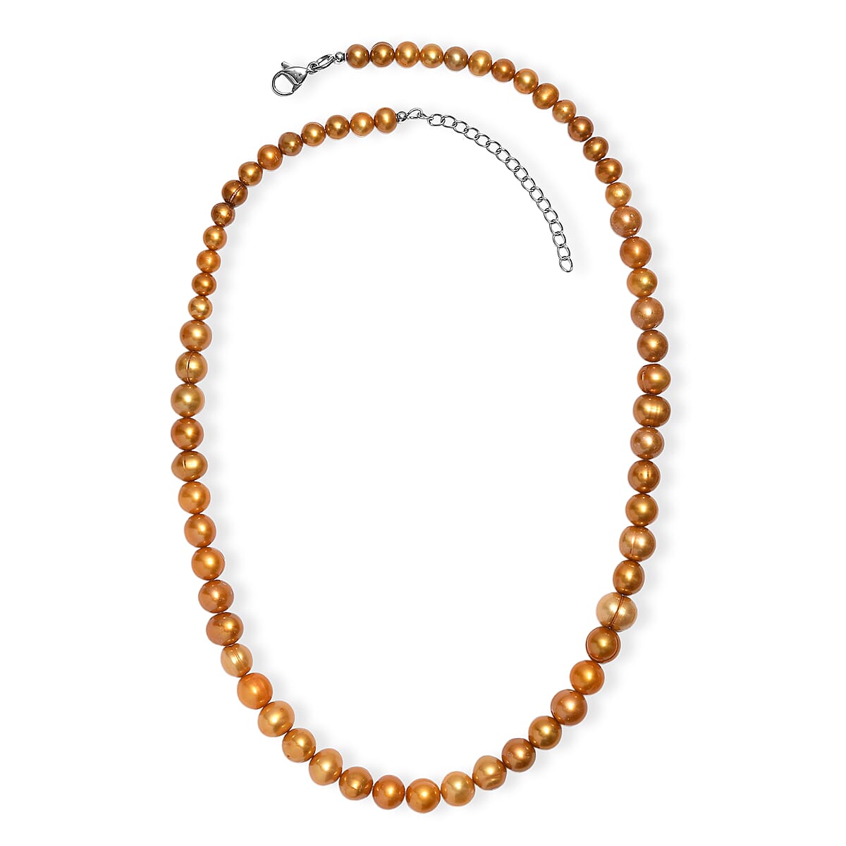 D'Joy Golden Dyed Pearl Necklace in Stainless Steel 18 Inches image number 3