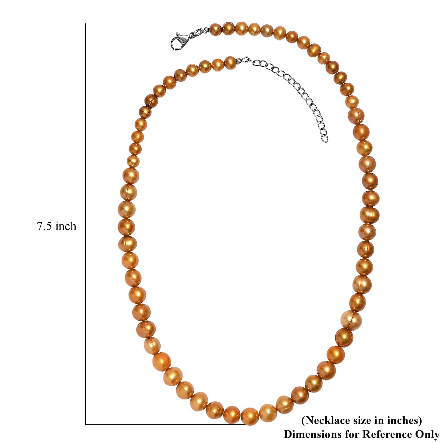 Golden Dyed Pearl Necklace in Stainless Steel 18 Inches